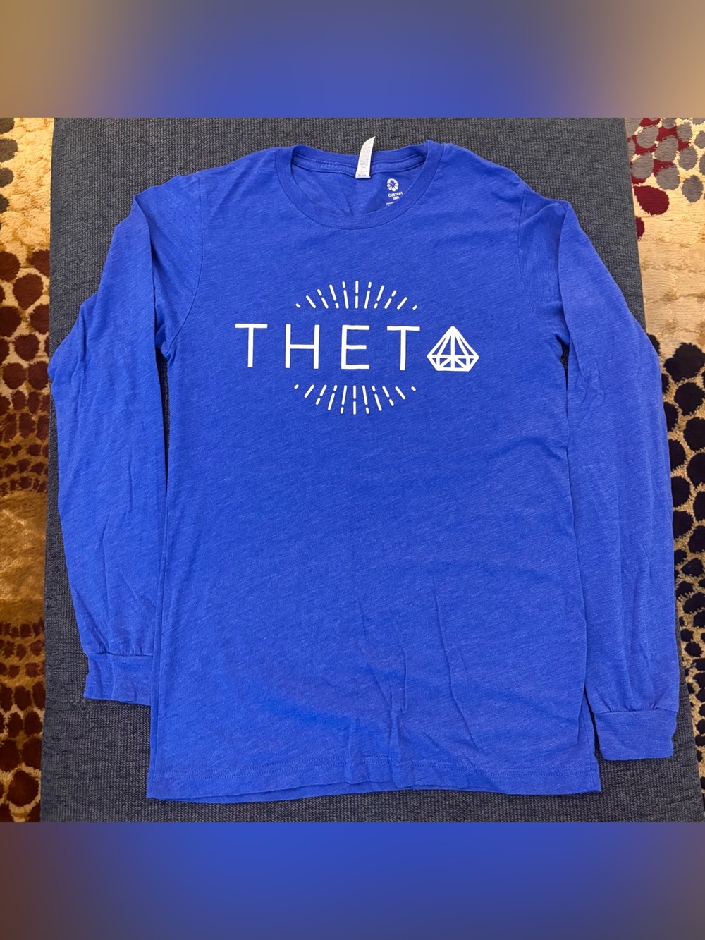 Theta Bella Canvas Royal Blue Tee with White Custom Ink Print